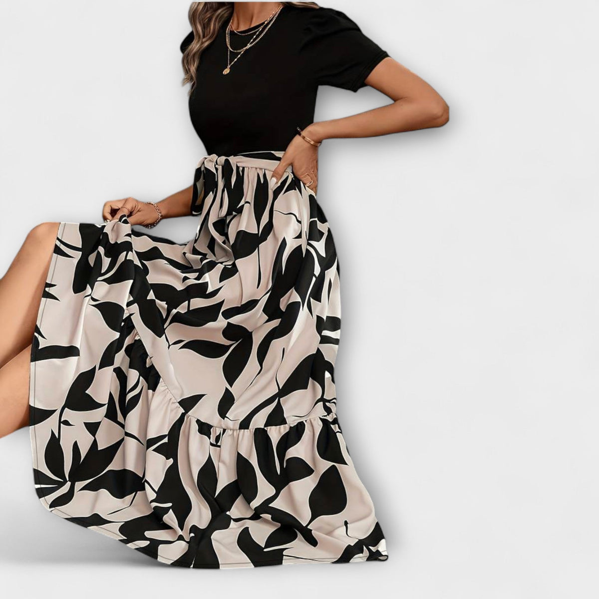 Luna - Robe d'été à imprimé floral et décolleté rond