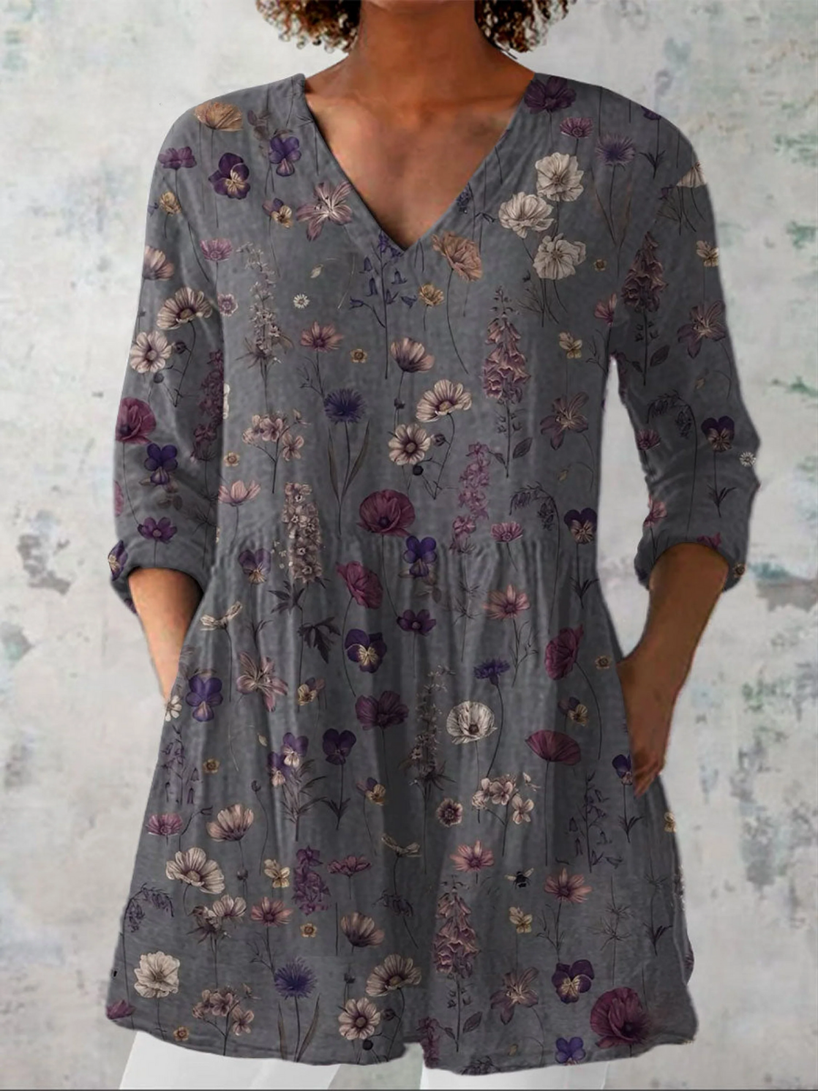 Audrey | Blouse Longue à Col V
