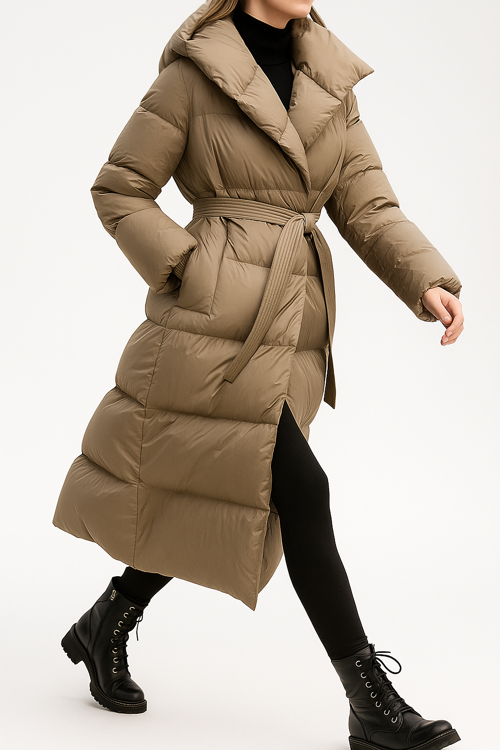 Manteau long matelassé