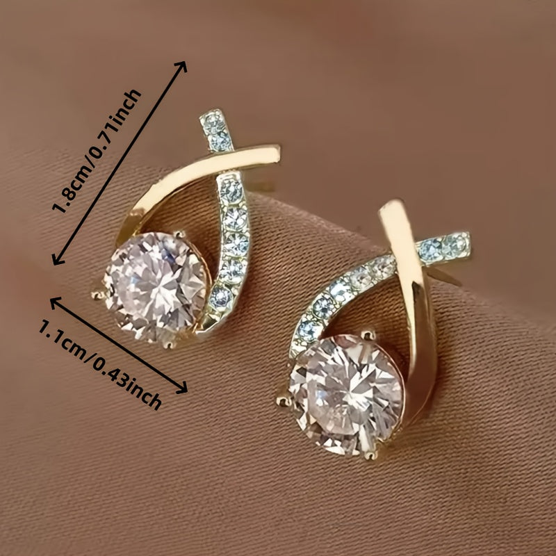 Boucles d'oreilles en puce avec croix dorée et zirconiums