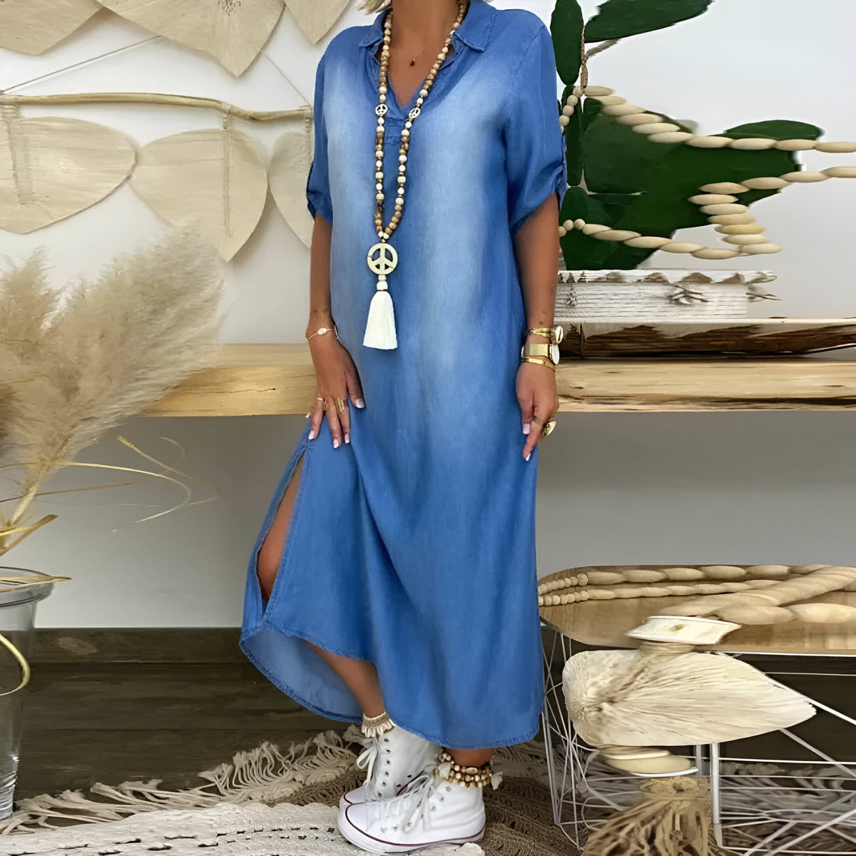 Ilsé™ | Robe d'été en denim à décolleté en V