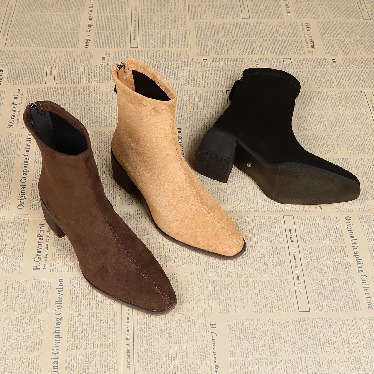 Bottines au Style Élégant en Daim