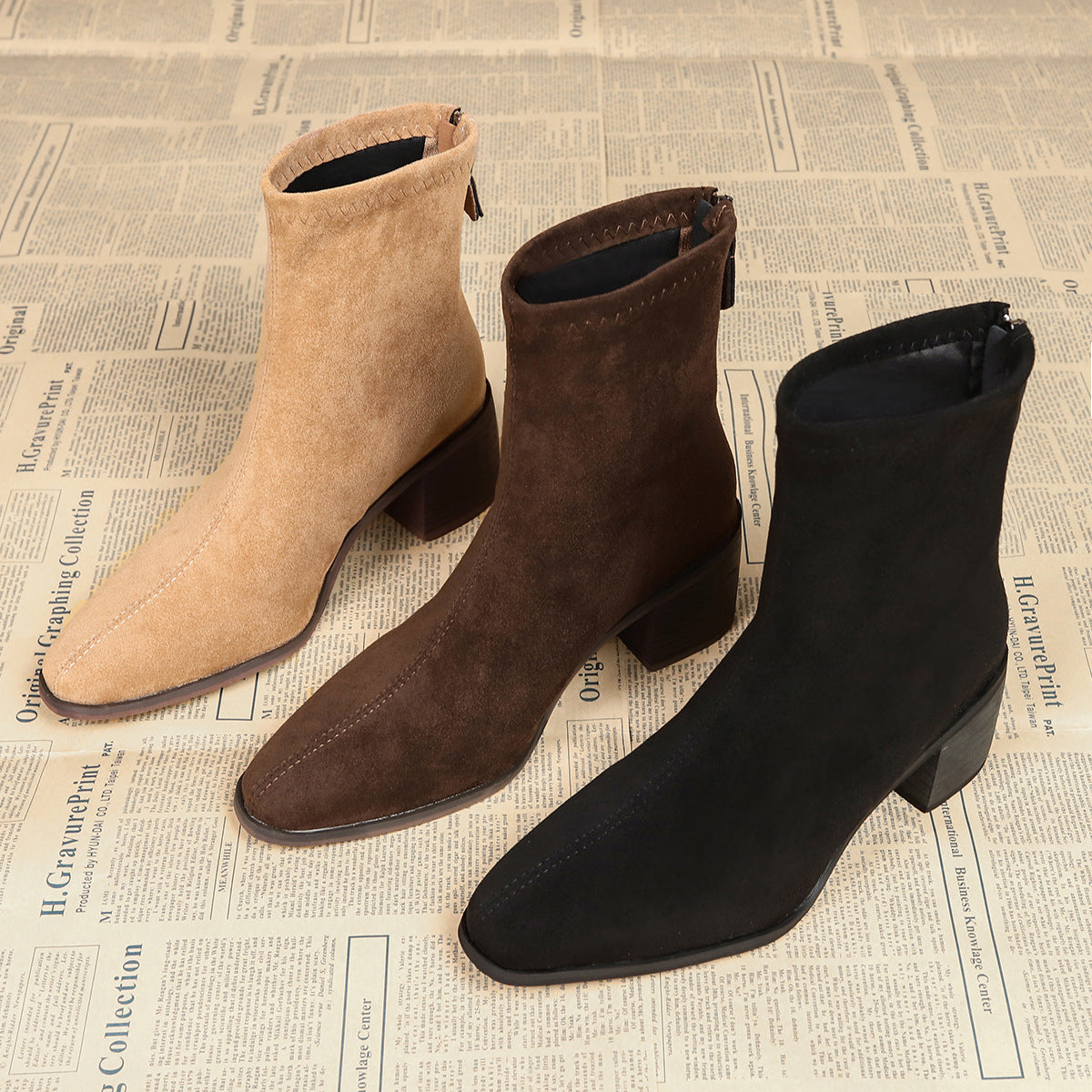 Bottines au Style Élégant en Daim