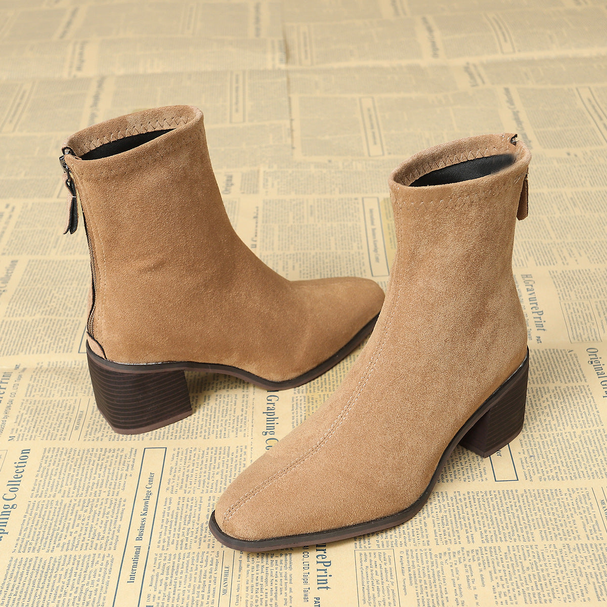 Bottines au Style Élégant en Daim