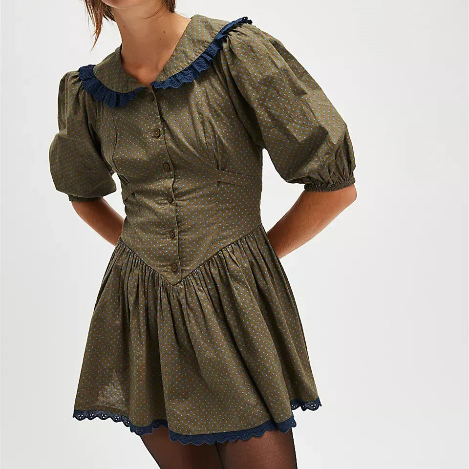 Robe mini Ellen à col en dentelle