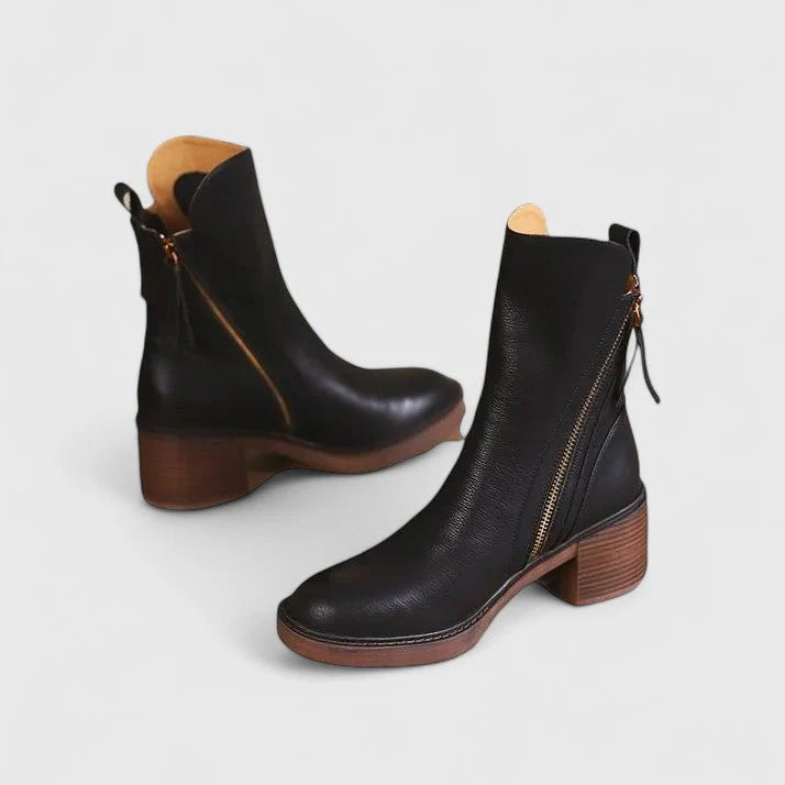 Bottines en cuir à talon moyen