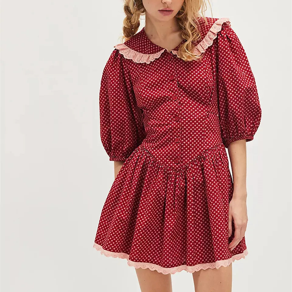 Robe mini Ellen à col en dentelle