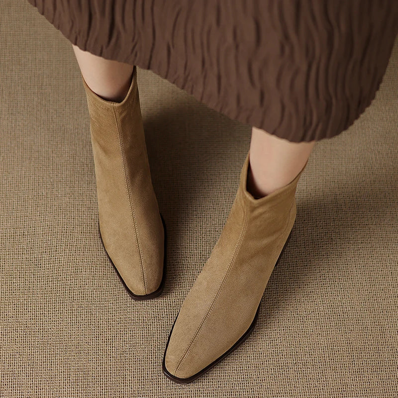 Bottines au Style Élégant en Daim