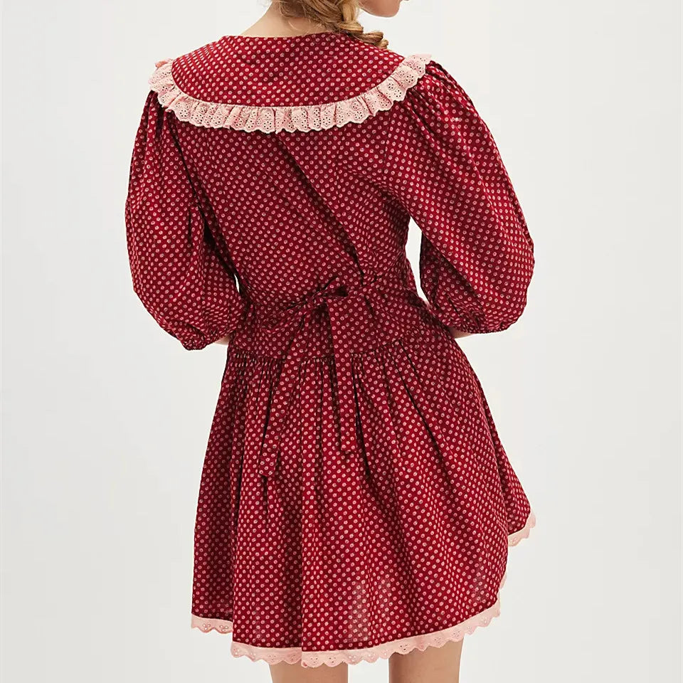 Robe mini Ellen à col en dentelle