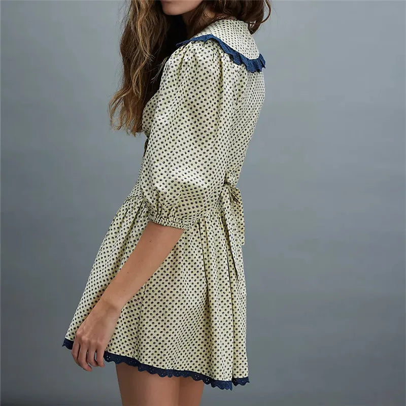 Robe mini Ellen à col en dentelle