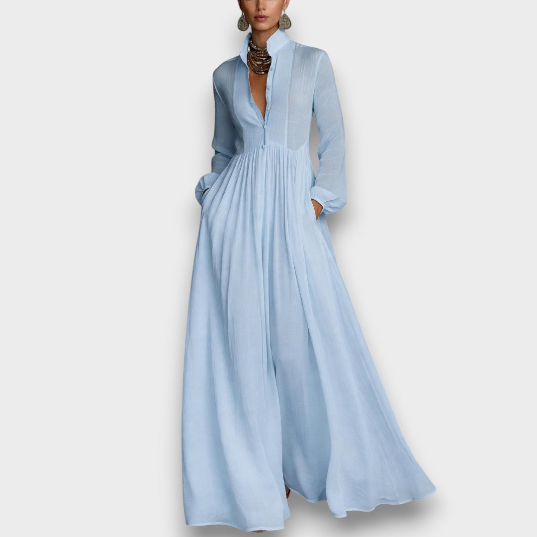 Serena - Robe Maxi avec Boutons Frontaux Fluides
