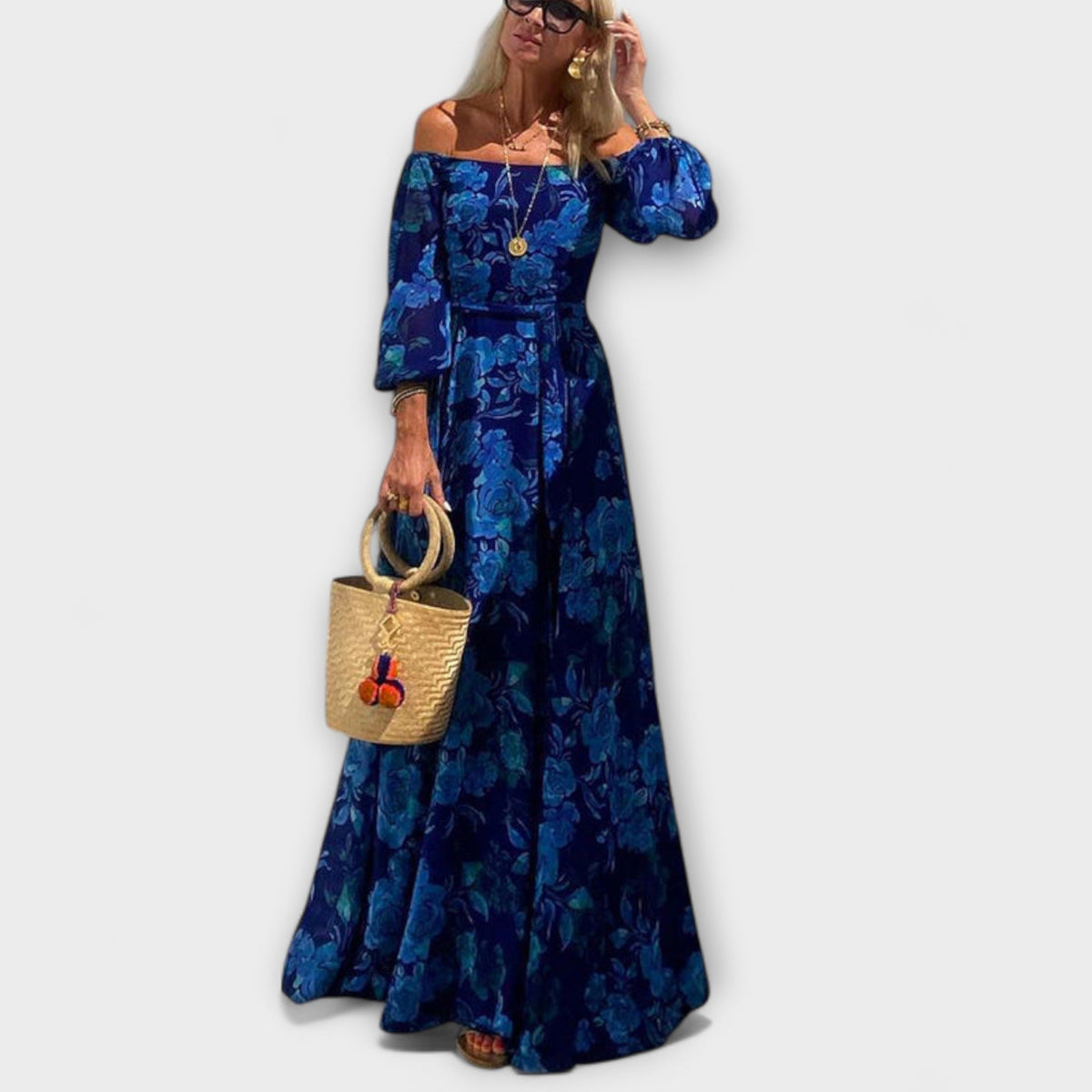 Junípero - Robe Maxi à Épaules Dégagées pour Vacances