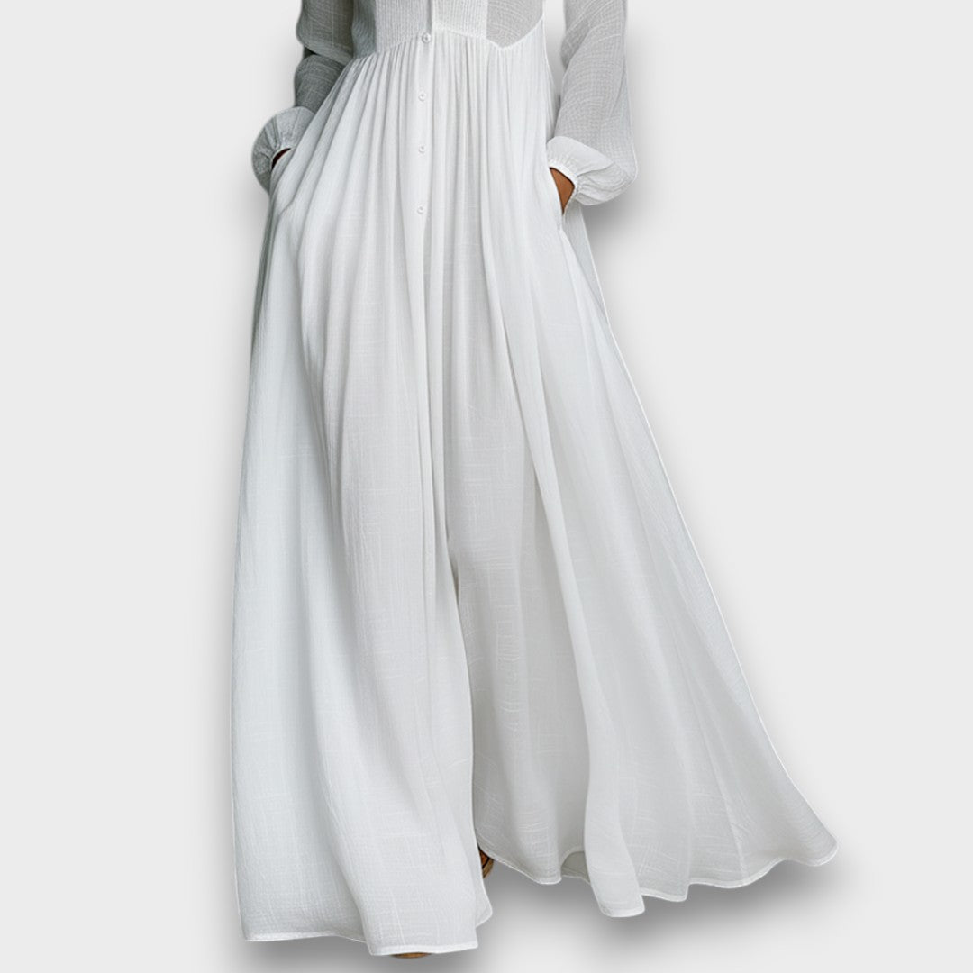 Serena - Robe Maxi avec Boutons Frontaux Fluides